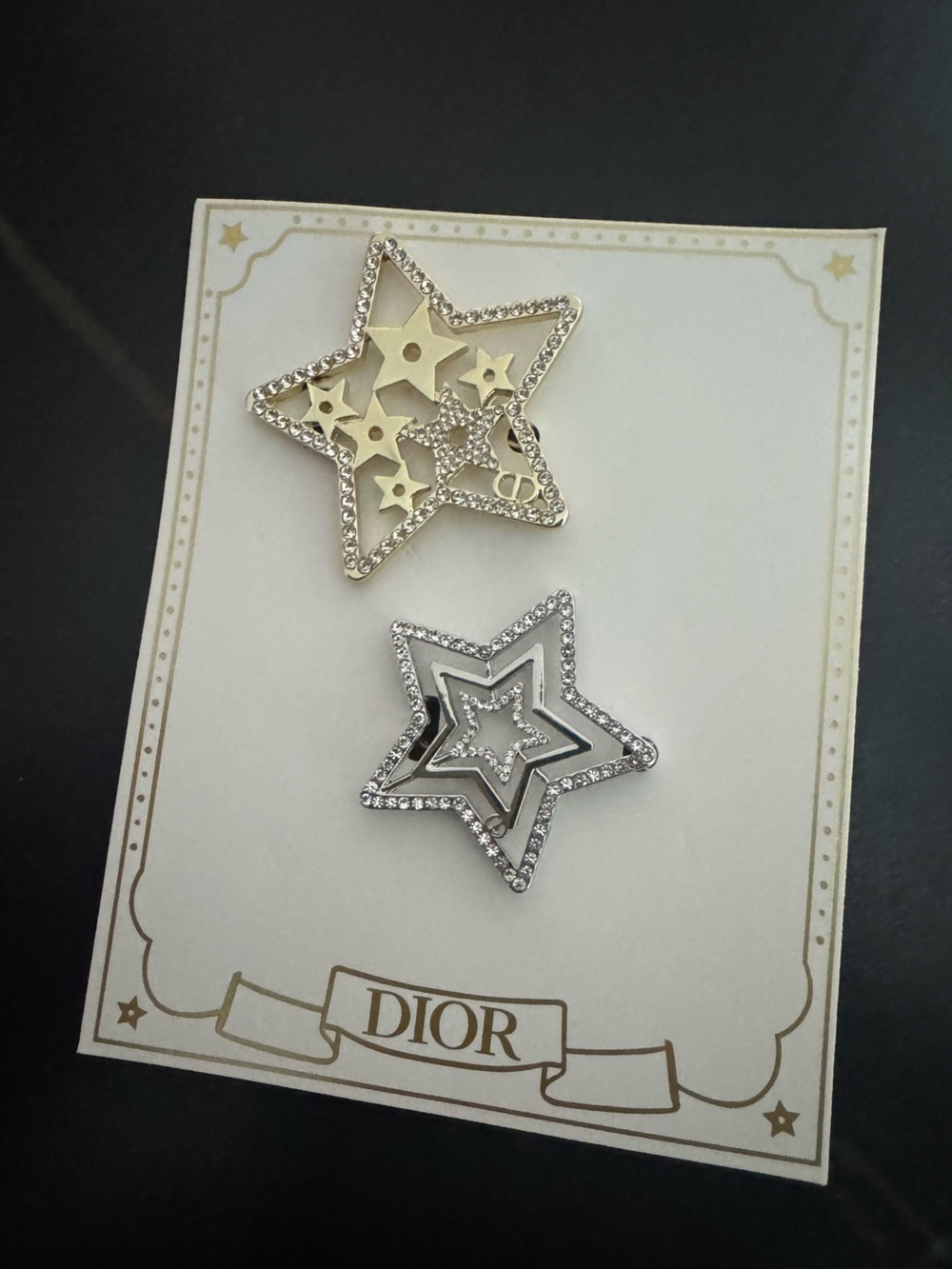 Dior Star Rhinestone Hair Clips - Silver & Gold Accents - Picture 8 of 8
